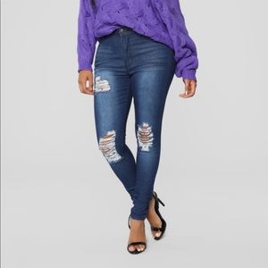 FashionNova Ripped Jean Dark Denim